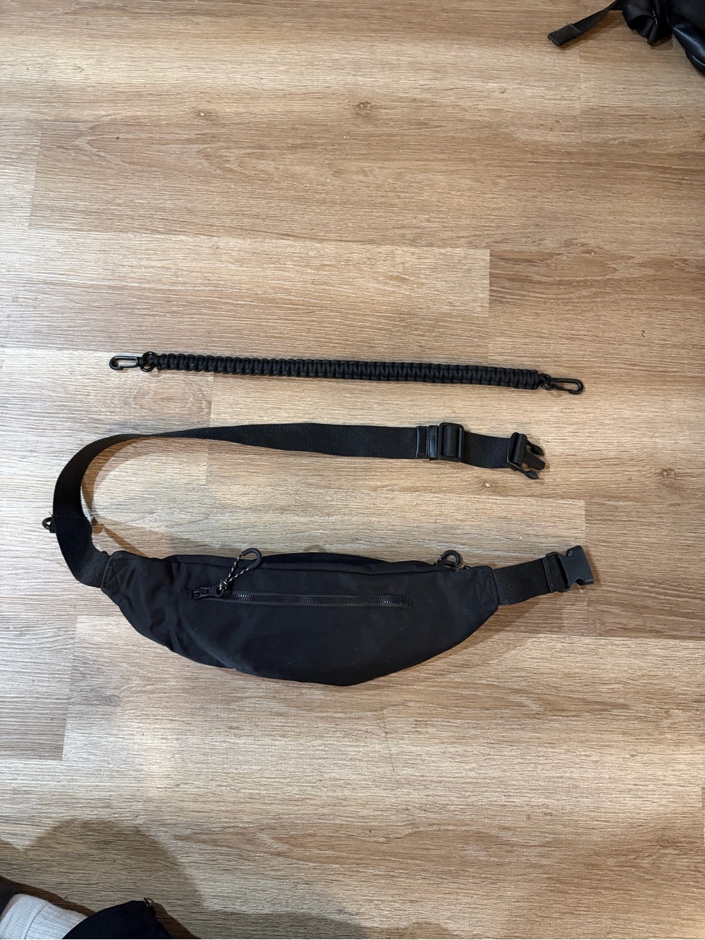 BEIS Black Canvas Sling Belt Bag with Braided Strap - Picture 6 of 13